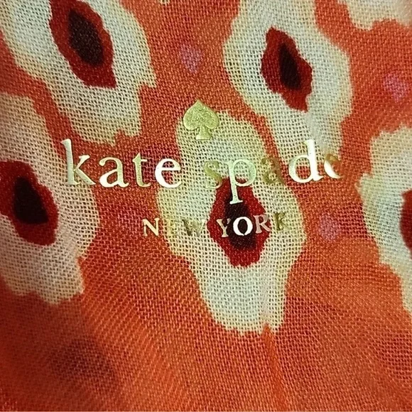 Kate Spade New York Ikat Posy Surprise Pink Multi Scarf Oblong beautiful - Picture 3 of 5